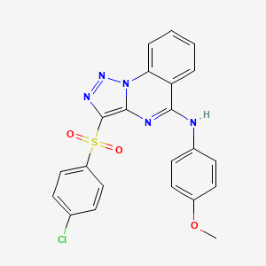 molecular formula C22H16ClN5O3S B2515843 3-[(4-chlorophenyl)sulfonyl]-N-(4-methoxyphenyl)[1,2,3]triazolo[1,5-a]quinazolin-5-amine CAS No. 872199-28-5