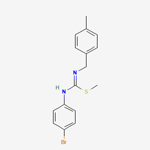 molecular formula C16H17BrN2S B2515844 1-bromo-4-{[(Z)-[(4-methylbenzyl)amino](methylsulfanyl)methylidene]amino}benzene CAS No. 866157-58-6
