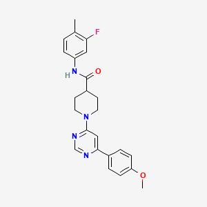 molecular formula C24H25FN4O2 B2515845 N-(3-氟-4-甲苯基)-1-[6-(4-甲氧基苯基)嘧啶-4-基]哌啶-4-甲酰胺 CAS No. 1396568-60-7