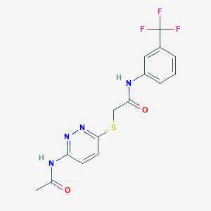molecular formula C15H13F3N4O2S B2515858 2-((6-乙酰氨基哒嗪-3-基)硫代)-N-(3-(三氟甲基)苯基)乙酰胺 CAS No. 1021075-87-5