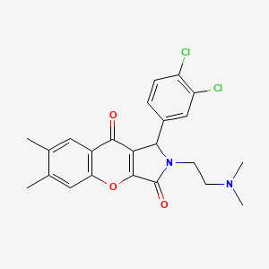 molecular formula C23H22Cl2N2O3 B2515865 1-(3,4-Dichlorophenyl)-2-(2-(dimethylamino)ethyl)-6,7-dimethyl-1,2-dihydrochromeno[2,3-c]pyrrole-3,9-dione CAS No. 631889-24-2