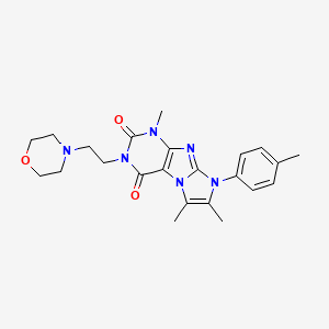 molecular formula C23H28N6O3 B2515866 1,6,7-三甲基-3-(2-吗啉乙基)-8-(对甲苯基)-1H-咪唑并[2,1-f]嘌呤-2,4(3H,8H)-二酮 CAS No. 899399-61-2
