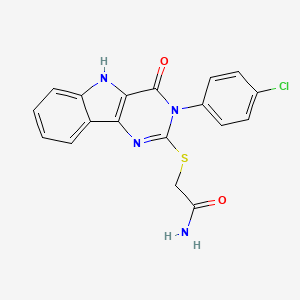 molecular formula C18H13ClN4O2S B2515867 2-((3-(4-chlorophenyl)-4-oxo-4,5-dihydro-3H-pyrimido[5,4-b]indol-2-yl)thio)acetamide CAS No. 536715-12-5