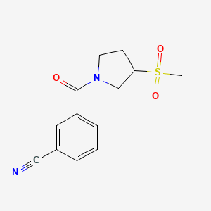 molecular formula C13H14N2O3S B2515868 3-(3-(Methylsulfonyl)pyrrolidine-1-carbonyl)benzonitrile CAS No. 1448124-70-6