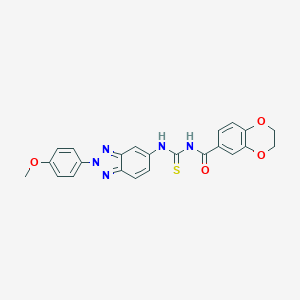 molecular formula C23H19N5O4S B251587 N-{[2-(4-methoxyphenyl)-2H-benzotriazol-5-yl]carbamothioyl}-2,3-dihydro-1,4-benzodioxine-6-carboxamide 