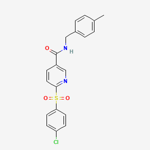 molecular formula C20H17ClN2O3S B2515871 6-((4-chlorophenyl)sulfonyl)-N-(4-methylbenzyl)nicotinamide CAS No. 1286718-85-1