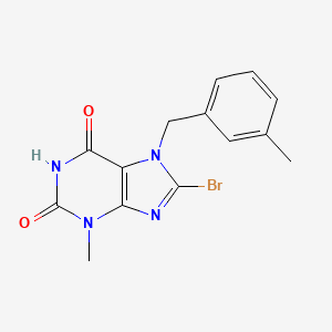 molecular formula C14H13BrN4O2 B2515873 8-Bromo-3-methyl-7-[(3-methylphenyl)methyl]purine-2,6-dione CAS No. 303973-25-3