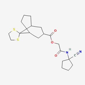 molecular formula C20H28N2O3S2 B2515876 [2-[(1-Cyanocyclopentyl)amino]-2-oxoethyl] spiro[1,3-dithiolane-2,9'-bicyclo[3.3.1]nonane]-3'-carboxylate CAS No. 956144-50-6