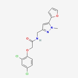 molecular formula C17H15Cl2N3O3 B2515878 2-(2,4-dichlorophenoxy)-N-((5-(furan-2-yl)-1-methyl-1H-pyrazol-3-yl)methyl)acetamide CAS No. 1421449-40-2