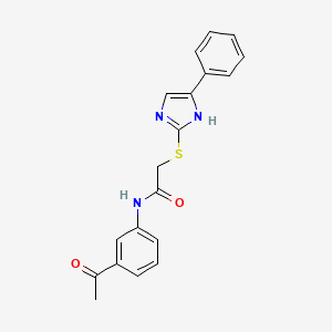 molecular formula C19H17N3O2S B2515889 N-(3-acetylphenyl)-2-[(5-phenyl-1H-imidazol-2-yl)sulfanyl]acetamide CAS No. 845298-61-5