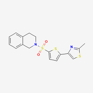 molecular formula C17H16N2O2S3 B2515891 4-(5-((3,4-dihydroisoquinolin-2(1H)-yl)sulfonyl)thiophen-2-yl)-2-methylthiazole CAS No. 941234-66-8