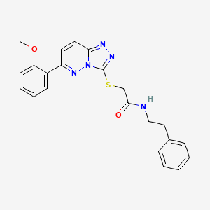 molecular formula C22H21N5O2S B2515892 2-((6-(2-甲氧基苯基)-[1,2,4]三唑并[4,3-b]哒嗪-3-基)硫代)-N-苯乙基乙酰胺 CAS No. 894046-41-4