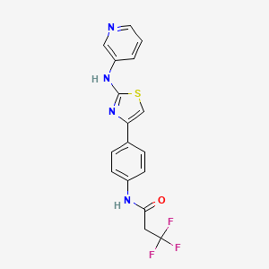 molecular formula C17H13F3N4OS B2515909 3,3,3-三氟-N-(4-(2-(吡啶-3-基氨基)噻唑-4-基)苯基)丙酰胺 CAS No. 1797641-36-1