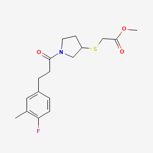 Methyl 2-((1-(3-(4-fluoro-3-methylphenyl)propanoyl)pyrrolidin-3-yl)thio)acetate