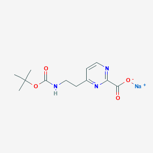 molecular formula C12H16N3NaO4 B2515913 Sodium 4-(2-((tert-butoxycarbonyl)amino)ethyl)pyrimidine-2-carboxylate CAS No. 2177258-76-1