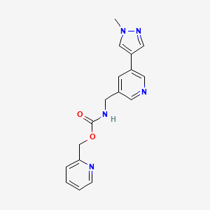 molecular formula C17H17N5O2 B2515927 吡啶-2-基甲基((5-(1-甲基-1H-吡唑-4-基)吡啶-3-基)甲基)氨基甲酸酯 CAS No. 2034309-48-1