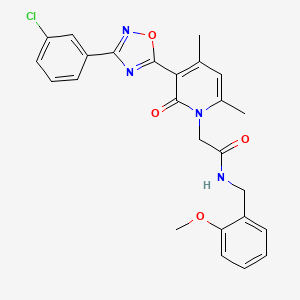 molecular formula C25H23ClN4O4 B2515936 2-(3-(3-(3-chlorophenyl)-1,2,4-oxadiazol-5-yl)-4,6-dimethyl-2-oxopyridin-1(2H)-yl)-N-(2-methoxybenzyl)acetamide CAS No. 946371-14-8