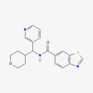 molecular formula C19H19N3O2S B2515939 N-(pyridin-3-yl(tetrahydro-2H-pyran-4-yl)methyl)benzo[d]thiazole-6-carboxamide CAS No. 2034541-70-1