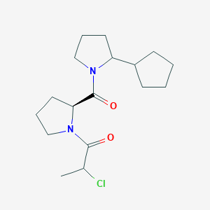 molecular formula C17H27ClN2O2 B2515951 2-Chloro-1-[(2S)-2-(2-cyclopentylpyrrolidine-1-carbonyl)pyrrolidin-1-yl]propan-1-one CAS No. 2411184-25-1