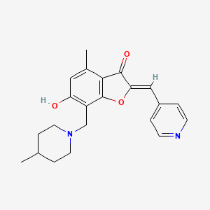 molecular formula C22H24N2O3 B2515957 (Z)-6-hydroxy-4-methyl-7-((4-methylpiperidin-1-yl)methyl)-2-(pyridin-4-ylmethylene)benzofuran-3(2H)-one CAS No. 904511-90-6