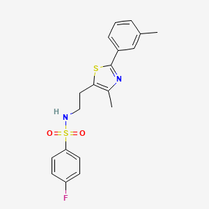 molecular formula C19H19FN2O2S2 B2515960 4-fluoro-N-(2-(4-methyl-2-(m-tolyl)thiazol-5-yl)ethyl)benzenesulfonamide CAS No. 869069-96-5