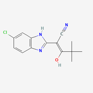 molecular formula C14H14ClN3O B2515967 2-(5-Chloro(3-hydrobenzimidazol-2-ylidene))-4,4-dimethyl-3-oxopentanenitrile CAS No. 1025237-08-4