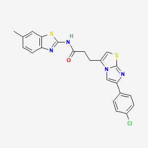 molecular formula C22H17ClN4OS2 B2515970 3-(6-(4-氯苯基)咪唑并[2,1-b]噻唑-3-基)-N-(6-甲基苯并[d]噻唑-2-基)丙酰胺 CAS No. 1172328-22-1