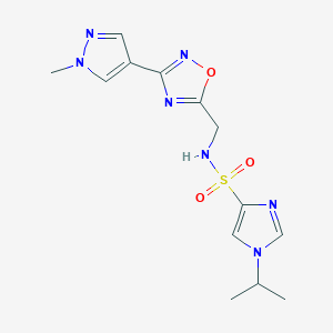 molecular formula C13H17N7O3S B2515971 N-{[3-(1-methyl-1H-pyrazol-4-yl)-1,2,4-oxadiazol-5-yl]methyl}-1-(propan-2-yl)-1H-imidazole-4-sulfonamide CAS No. 2097926-76-4