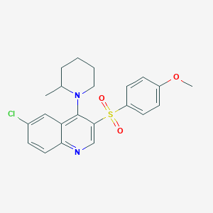 molecular formula C22H23ClN2O3S B2515972 6-Chloro-3-((4-methoxyphenyl)sulfonyl)-4-(2-methylpiperidin-1-yl)quinoline CAS No. 899759-98-9