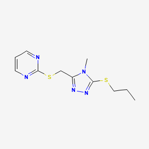 molecular formula C11H15N5S2 B2515981 2-[(4-甲基-5-丙基硫代-1,2,4-三唑-3-基)甲基硫代]嘧啶 CAS No. 868221-08-3