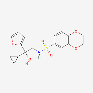 molecular formula C17H19NO6S B2515985 N-(2-cyclopropyl-2-(furan-2-yl)-2-hydroxyethyl)-2,3-dihydrobenzo[b][1,4]dioxine-6-sulfonamide CAS No. 1396794-22-1