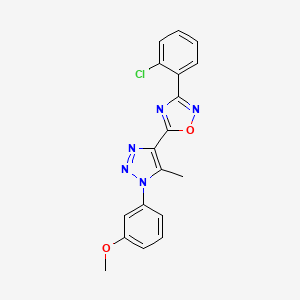 molecular formula C18H14ClN5O2 B2515994 3-(2-chlorophenyl)-5-(1-(3-methoxyphenyl)-5-methyl-1H-1,2,3-triazol-4-yl)-1,2,4-oxadiazole CAS No. 941970-68-9