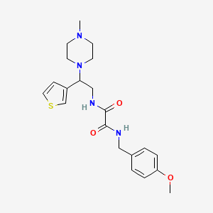 molecular formula C21H28N4O3S B2515996 N1-(4-methoxybenzyl)-N2-(2-(4-methylpiperazin-1-yl)-2-(thiophen-3-yl)ethyl)oxalamide CAS No. 946328-78-5