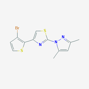 molecular formula C12H10BrN3S2 B2515997 4-(3-bromo-2-thienyl)-2-(3,5-dimethyl-1H-pyrazol-1-yl)-1,3-thiazole CAS No. 955976-79-1