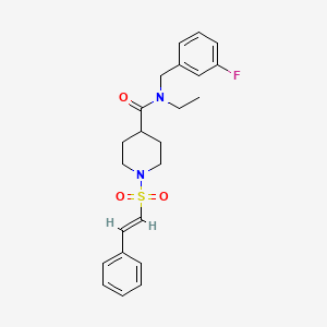 molecular formula C23H27FN2O3S B2516011 N-Ethyl-N-[(3-fluorophenyl)methyl]-1-[(E)-2-phenylethenyl]sulfonylpiperidine-4-carboxamide CAS No. 1607434-15-0