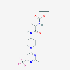 Tert-butyl (1-((1-(2-methyl-6-(trifluoromethyl)pyrimidin-4-yl)piperidin-4-yl)amino)-1-oxopropan-2-yl)carbamate