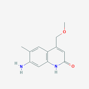 molecular formula C12H14N2O2 B2516028 7-アミノ-4-(メトキシメチル)-6-メチル-2(1H)-キノリンオン CAS No. 406169-89-9