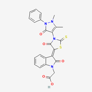 2-[(3Z)-3-[3-(1,5-dimethyl-3-oxo-2-phenylpyrazol-4-yl)-4-oxo-2-sulfanylidene-1,3-thiazolidin-5-ylidene]-2-oxoindol-1-yl]acetic acid