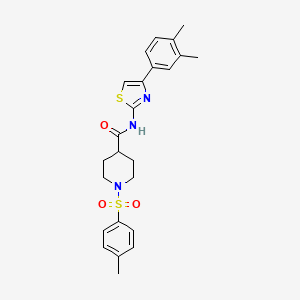 molecular formula C24H27N3O3S2 B2516045 N-(4-(3,4-dimethylphenyl)thiazol-2-yl)-1-tosylpiperidine-4-carboxamide CAS No. 923373-03-9