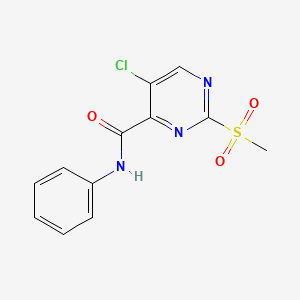 molecular formula C12H10ClN3O3S B2516057 5-Chloro-2-methanesulfonyl-N-phenylpyrimidine-4-carboxamide CAS No. 633322-29-9