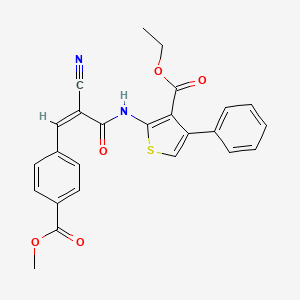 molecular formula C25H20N2O5S B2516065 Ethyl 2-[[(Z)-2-cyano-3-(4-methoxycarbonylphenyl)prop-2-enoyl]amino]-4-phenylthiophene-3-carboxylate CAS No. 380466-20-6