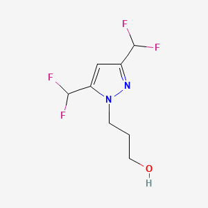 molecular formula C8H10F4N2O B2516081 3-[3,5-bis(difluoromethyl)-1H-pyrazol-1-yl]propan-1-ol CAS No. 1006479-76-0