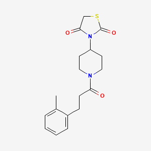 molecular formula C18H22N2O3S B2516082 3-(1-(3-(o-Tolyl)propanoyl)piperidin-4-yl)thiazolidine-2,4-dione CAS No. 1795301-63-1
