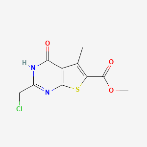 molecular formula C10H9ClN2O3S B2516085 2-Chloromethyl-5-methyl-4-oxo-3,4-dihydro-thieno[2,3-d]pyrimidine-6-carboxylic acid methyl ester CAS No. 565166-96-3