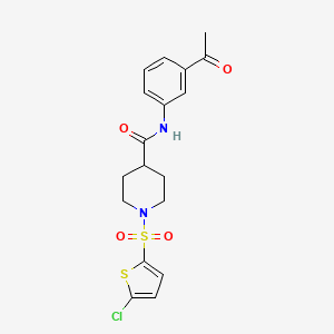molecular formula C18H19ClN2O4S2 B2516092 N-(3-acetylphenyl)-1-((5-chlorothiophen-2-yl)sulfonyl)piperidine-4-carboxamide CAS No. 899959-25-2
