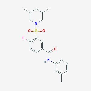 molecular formula C21H25FN2O3S B2516096 3-((3,5-dimethylpiperidin-1-yl)sulfonyl)-4-fluoro-N-(m-tolyl)benzamide CAS No. 451477-03-5