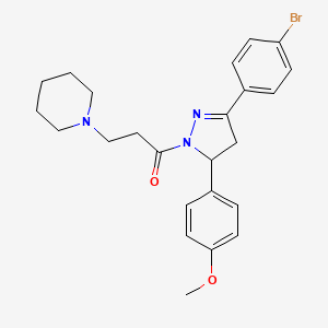 molecular formula C24H28BrN3O2 B2516100 1-(3-(4-溴苯基)-5-(4-甲氧苯基)-4,5-二氢-1H-吡唑-1-基)-3-(哌啶-1-基)丙-1-酮 CAS No. 442650-19-3
