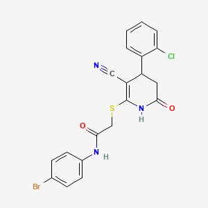 molecular formula C20H15BrClN3O2S B2516105 N-(4-bromophenyl)-2-{[4-(2-chlorophenyl)-3-cyano-6-oxo-1,4,5,6-tetrahydropyridin-2-yl]sulfanyl}acetamide CAS No. 310454-22-9