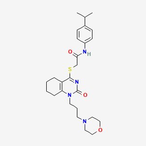 2-({1-[3-(morpholin-4-yl)propyl]-2-oxo-1,2,5,6,7,8-hexahydroquinazolin-4-yl}sulfanyl)-N-[4-(propan-2-yl)phenyl]acetamide