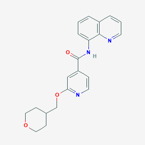 molecular formula C21H21N3O3 B2516113 N-(quinolin-8-yl)-2-((tetrahydro-2H-pyran-4-yl)methoxy)isonicotinamide CAS No. 2034243-40-6